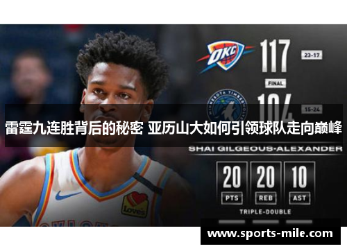 雷霆九连胜背后的秘密 亚历山大如何引领球队走向巅峰 雷霆九连胜背后的秘密 亚历山大如何引领球队走向巅峰