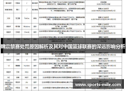 魏震禁赛处罚原因解析及其对中国篮球联赛的深远影响分析